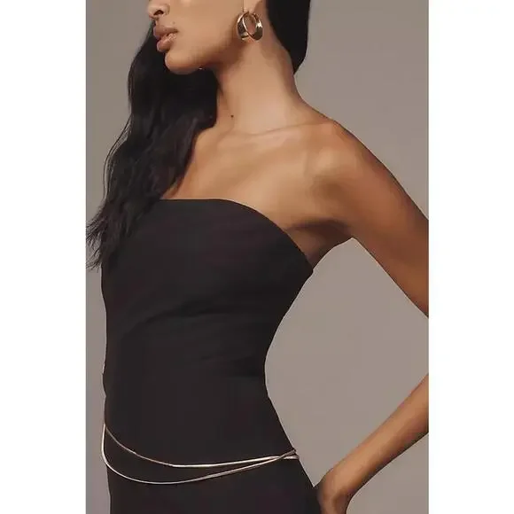 Mare Mare Strapless Hardware Bodycon Party Maxi Dress Size XL Black - Picture 4 of 5